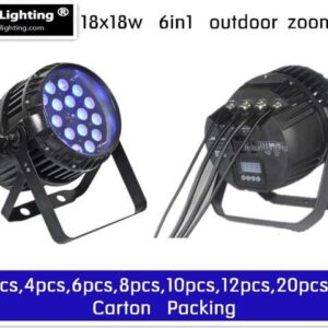 waterproof Led Par 64 Light 18X18w rgbwa uv zoom beam 6 in 1 DMX 512 IP65 led par Can 10-60 degree 7/11CH (2pcs - 20pcs)