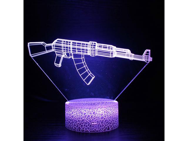 Weastlinks 3D Color Changing Setting Setup Rifle RGB Night Lights LED Gamer Decoration Table Lamp CS Gaming Room Decor For Boys Birthday