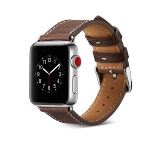 Werleo Compatible Apple Watch Band 42mm 44mm, Genuine Leather Replacement for iwatch Strap Compatible with Apple Watch Series 4 (44mm) Series 3 Series