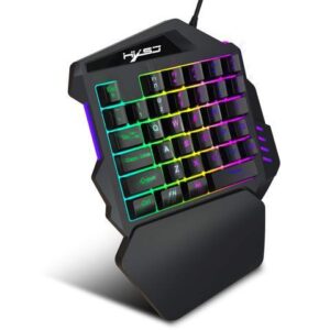 Werleo One-Handed Mechanical Gaming Keyboard Small Gaming Keyboard Feel Wide Hand Rest with 35 Keys RGB LED Colorful Backlight Keypad Black