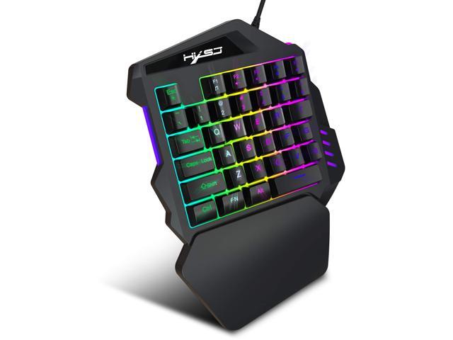 Werleo One-Handed Mechanical Gaming Keyboard Small Gaming Keyboard Feel Wide Hand Rest with 35 Keys RGB LED Colorful Backlight Keypad Black