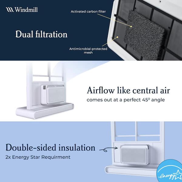 Windmill 10,000 BTU 115-Volts QUIET Smart Inverter Window Air Conditioner, Wi-Fi/Remote, #1 Install, up to 450 sq ft. Energy Star 10W2Wi