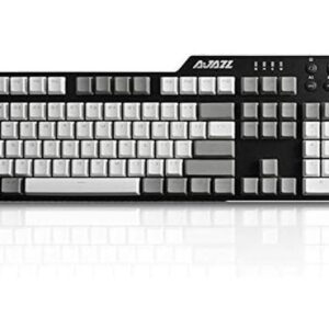 Wired Full-Size Mechanical Gaming Keyboard with Brown Switches, Grey-White Matching PBT Keycaps, Anti-Ghosting Multimedia Keys Roller, White Backlit,