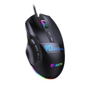 Wired Gaming Mice USB, High Precision Wired Gaming Mouse, Ergonomic Optical Mouse Sensor, 9 Buttons, 6 DPI Adjustable up to 12000 DPI with RGB Backlit