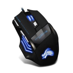 Wired Gaming Mouse 5500DPI Adjustable 7 Buttons Cable USB LED Optical Gamer Mouse For PC Computer Laptop Mice (Color: Black)