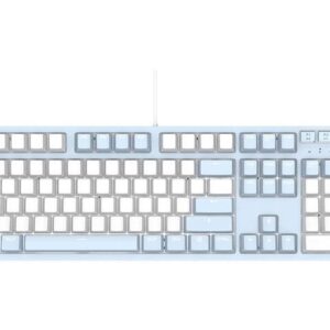 Wired Mechanical Gaming Keyboard Brown Switches - PBT Keycaps Blue-White Matching White Backlit - Magnetic Suction Panel - Multimedia Keys Roller