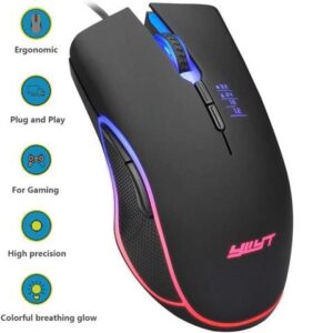 Wired USB Gaming Mouse, 4 Color LED Backlits Gaming Mouse with 7 Buttons 1200/1600/2400/3200DPI Precise Positioning, Ergonomic USB Gaming Mice for
