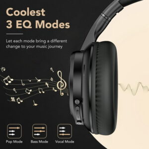 Wireless Bluetooth Headphones 5.4, 40H Playtime with 3 EQ Modes, 4 Micrs ENC Noise Cancelling for Clear Calls, Bass Boosted by 85%, Comfort Fit, Over Ear Headphones for Travel...
