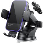 Wireless Car Charger,【7 Colored LED Backlit】 Mosurr 15W Auto Clamping Phone Holder Car Mount Charger for iPhone 16 15 14 13 12 Mini Pro Max 11, Samsung Galaxy S24 Ultra S23 S22...