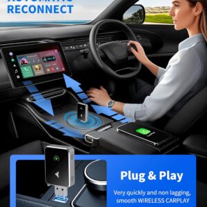 Wireless CarPlay Adapter, 2025 Upgraded 2-in-1 Mini Size CarPlay & Android Auto, Convert Wired to Wireless with USB & USB-C/Type-C, Plug & Play, Stable Control & No Delay, with...