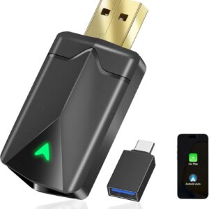 Wireless CarPlay Adapter– Android Auto Wireless Adapter, 5.8GHz Wi-Fi Plug & Play,Mini and Stable iOS 10+/Android 10+, Fast Auto-Connect for Cars 2016+ (1Pcs)