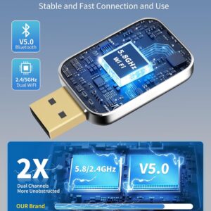 Wireless CarPlay Adapter for IPhone, 2025 Upgrade 2-in-1 CarPlay & Android Auto Mini Wireless Adapter for Cars, Convert Wired to Wireless with USB/Type-C, Stable Control No...