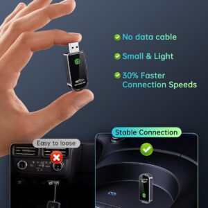 Wireless CarPlay Adapter- Mini Edition, Converts Factory Wired to Wireless CarPlay Dongle Plug & Play CarPlay Wireless Adapter for Apple iPhone iOS 10+ & Cars from 2015+(Brushed...