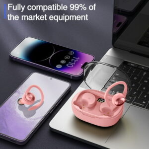 Wireless Earbuds, Bluetooth 5.3 Sports Headphones with Earhooks Stereo Deep Bass Noise Cancelling Earphones 48H Playtime LED Display IPX7 Waterproof Earbud with Mic Headset for...