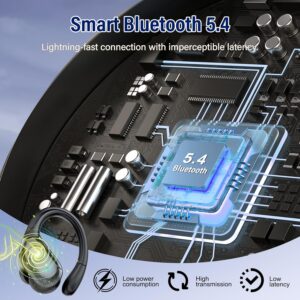 Wireless Earbuds Bluetooth 5.4 Headphones 75H Stereo Deep Bass Sports Over Ear Buds with Earhooks, LED Display Bluetooth Earbuds with 4 ENC Mic, IP7 Waterproof Earphone for...