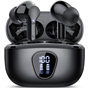 Wireless Earbuds, Bluetooth 5.4 Headphones HiFi Stereo, Bluetooth Earbuds with ENC Noise Cancelling Mic, IP7 Waterproof in Ear Earphones, 48H, LED Display Ear buds for Pad...