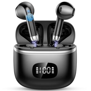 Wireless Earbuds - in Ear Headphones Bluetooth 5.3 with ENC Noise Cancelling Mics - HiFi Stereo Deep Bass - LED Display - USB-C Fast Charging - 40 Hours Playtime - Earphones for...