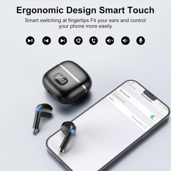 Wireless Earbuds - in Ear Headphones Bluetooth 5.3 with ENC Noise Cancelling Mics - HiFi Stereo Deep Bass - LED Display - USB-C Fast Charging - 40 Hours Playtime - Earphones for...