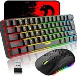 Wireless Gaming Keyboard and Mouse Combo, 2200mAh Mini 61 Keys Mechanical Feeling Keyboard with Bluetooth 5.1&2.4G Wireless Dual Modes,RGB Backlit
