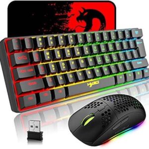 Wireless Gaming Keyboard and Mouse Combo, 2200mAh Mini 61 Keys Mechanical Feeling Keyboard with Bluetooth 5.1&2.4G Wireless Dual Modes,RGB Backlit