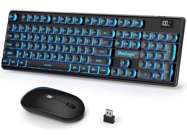 Wireless Gaming Keyboard and Mouse Combo, Upgrade Battery Percentage Display, Rechargeable Slim Gaming Keyboard Mouse Set, Light Up Full-Size Keyboard