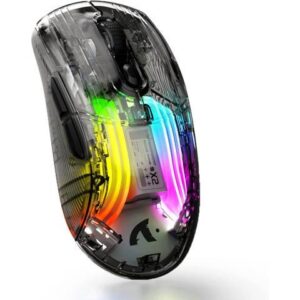 Wireless Gaming Mouse with Full Transparent Design,Tri-Mode 2.4G/USB-C/Bluetooth Mouse, 3D RGB Backlit,Ergonomic Silent Mouse with 7 Buttons,