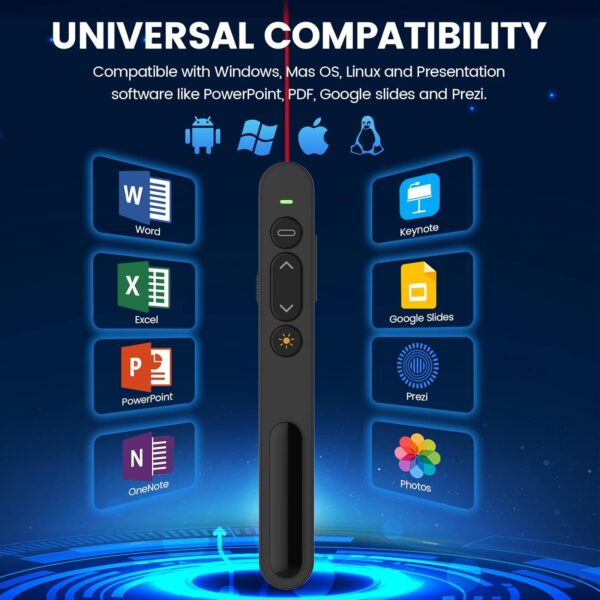 Wireless Presenter, 2.4GHz USB Control Presentation PPT PowerPoint Clicker for Keynote, Laptop, Google Slides - Support Hyperlink and Volume Control(1pcs)