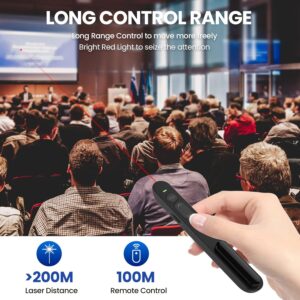 Wireless Presenter, 2.4GHz USB Control Presentation PPT PowerPoint Clicker for Keynote, Laptop, Google Slides - Support Hyperlink and Volume Control(1pcs)