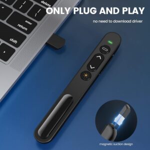 Wireless Presenter, 2.4GHz USB Control Presentation PPT PowerPoint Clicker for Keynote, Laptop, Google Slides - Support Hyperlink and Volume Control(1pcs)