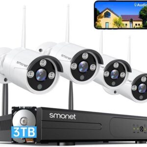 Wireless Security Camera System,SMONET 1080P 8 Channel Home Surveillance DVR Kits with 4pcs 2MP Full HD Cameras 3TB HDD Night Vision Motion Detection
