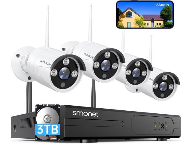 Wireless Security Camera System,SMONET 1080P 8 Channel Home Surveillance DVR Kits with 4pcs 2MP Full HD Cameras 3TB HDD Night Vision Motion Detection