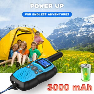 Wishouse Kids Walkie Talkies 3-Pack - Rechargeable Adventure Radios with 22 Channels & Flashlights (Pink/Blue/Green) - Perfect Birthday Gift for Ages 3+