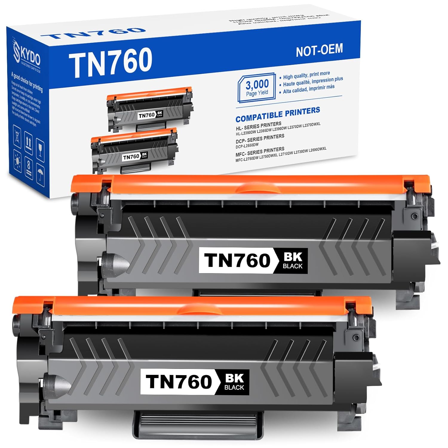 [with CHIP] TN760 Toner Cartridge Replacement for TN 760 TN-760 TN730 Toner Compatible with DCP-L2550DW MFC-L2710DW HL-L2370DW HL-L2390DW MFC-L2750DW HL-L2390DW HL-L2350DW (2...