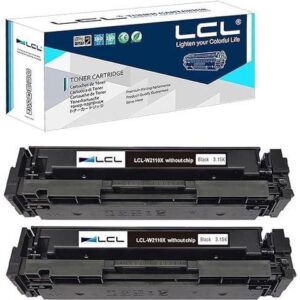Without Chip LCL Compatible for HP 206A 206X W2110A W2110X (2-Pack Black) Toner Cartridge for HP Color Laserjet PRO MFP M255 M255DW M255NW M282N 282NW