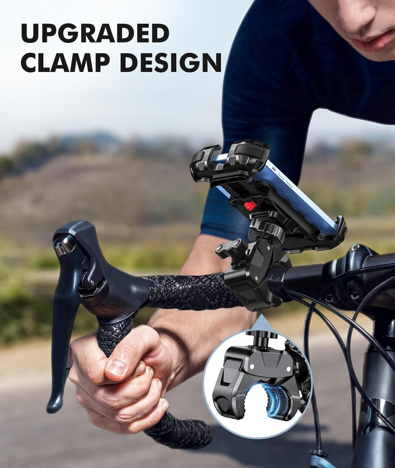 WOCBUY Bike Phone Mount, Upgrade [1s Lock][Secure Protection] Motorcycle Phone Mount, [360° Rotatable] Phone Holder for Bike Handlebar Compatible with iPhone/Samsung 4.7-6.8"...