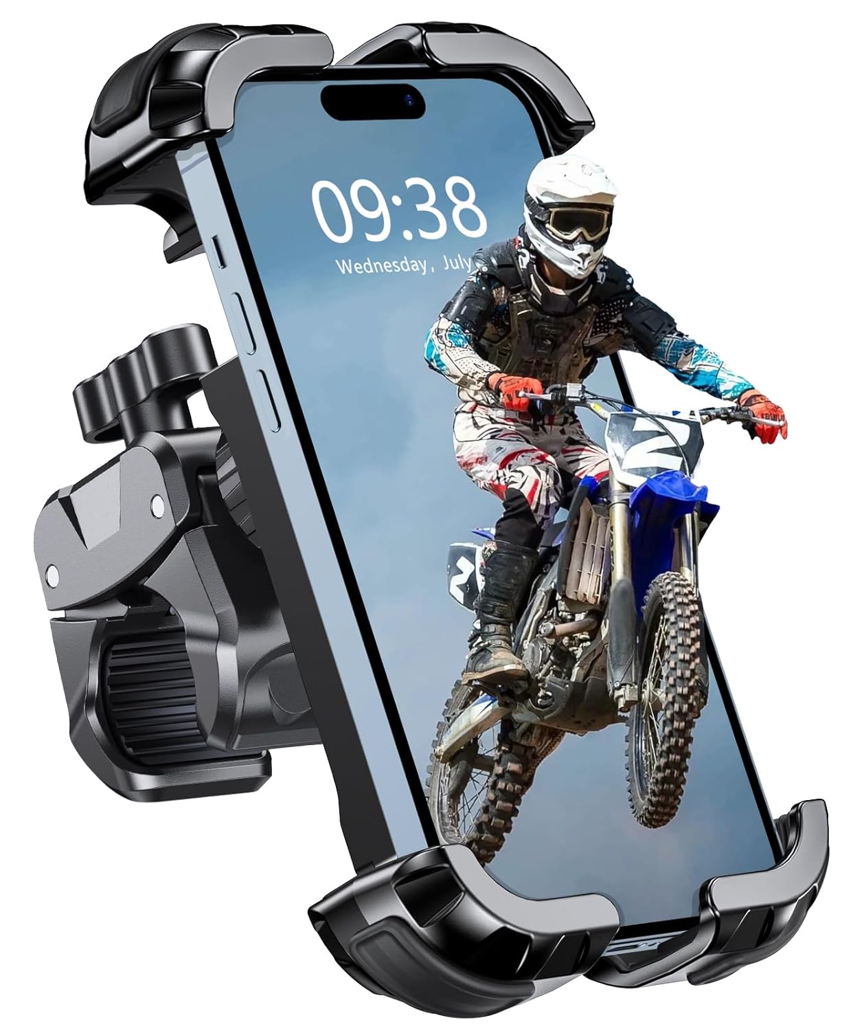 WOCBUY Bike Phone Mount, Upgrade [1s Lock][Secure Protection] Motorcycle Phone Mount, [360° Rotatable] Phone Holder for Bike Handlebar Compatible with iPhone/Samsung 4.7-6.8"...