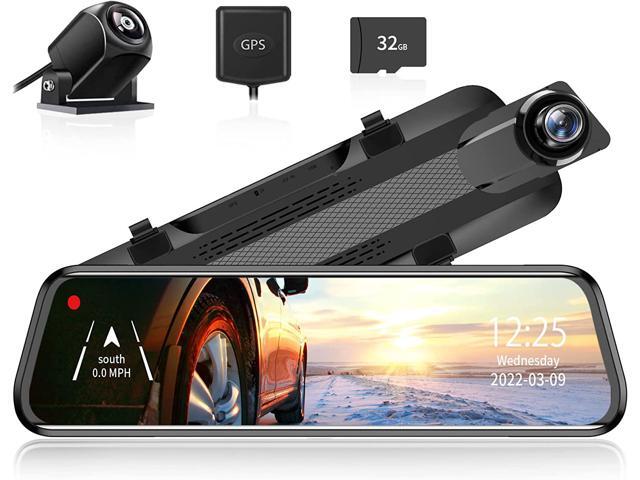 WOLFBOX 2.5K Dash Cam Mirror for Car, Rear View Mirror Camera with 10" IPS Full Touch Screen, Dual Dash Camera 1440P Front and Rear Mirror with 1080P