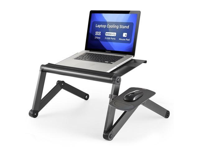 WorkEZ Cool Laptop Cooling Stand - Portable Laptop Stand with FAN USB PORTS MOUSE PAD adjustable laptop desk for bed computer lap desk for laptop