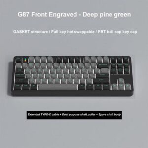 WSIRAK Gasket Wired Keyboard 87 Keys Hot Swappable DIY Wireless BT Mini Front Engraved Noah Silver Axis Single Mode White Light Gaming Mechanical