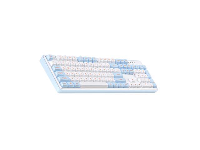 WSIRAK ZT104 104 Keys White Backlit full size Gaming Mechanical Keyboard with Sliver Switch Wired for Laptop Desktop PC Gamers White/Blue