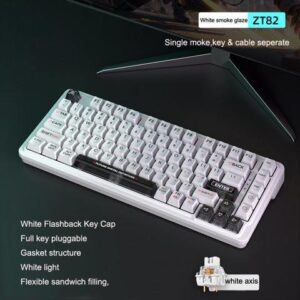 WSIRAK ZT82 80% TLK Custom Keyboard Kit Hotswap Wired USB Gasket White LED Backlit Gaming Mechanical Keyboard PC laptop Keyboard White Axis