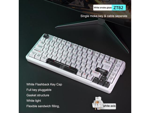 WSIRAK ZT82 80% TLK Custom Keyboard Kit Hotswap Wired USB Gasket White LED Backlit Gaming Mechanical Keyboard PC laptop Keyboard White Axis