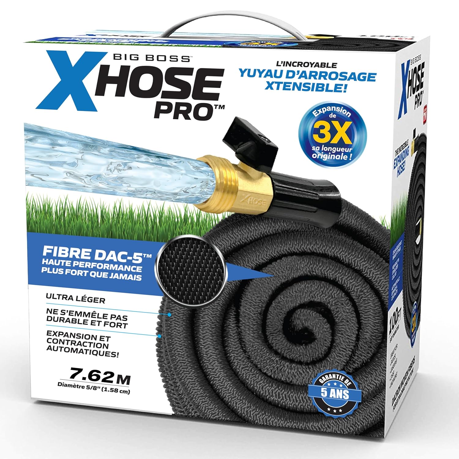 X-Hose Pro Expandable Garden Hose 25Ft, Heavy Duty Lightweight Retractable Water Hose, Flexible Hose, Weatherproof, Crush Resistant Solid Brass Fittings, Kink Free Expandable...