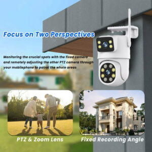 Xorlink 4K Dual Lens Outdoor Security Camera, WiFi PTZ Outside Cameras for Home Security with Auto Tracking, Human Detection, IP66, Color Night Vision, 24/7 Record,Two-Way...