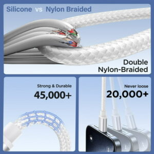 XUDUO iPhone Charger 10ft Cord, 3 Pack [Apple MFI Certified] iPhone Cable Nylon Braided 3A Fast Charging Cable Compatible with iPhone 14/13/12/11, White