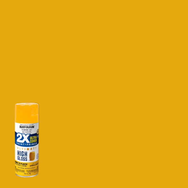 Yellow Ginger, Rust-Oleum American Accents 2X Ultra Cover High Gloss Spray Paint- 12 oz, 6 Pack Yellow Ginger, Rust-Oleum American Accents 2X Ultra Cover High Gloss Spray Paint- 12 oz, 6 Pack