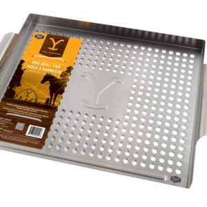 Yellowstone BBQ Grill Pan | Ideal Stainless Steel Grill Topper Deluxe Grilling Pan for grilling delicate foods and veggies. Perfect Grill Accessory Topper. Heavy-duty tray for...