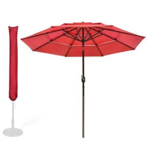 Yescom 10 Ft 3 Tier Patio Umbrella with Protective Cover Crank Push to Tilt Garden