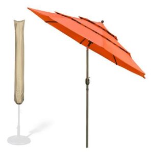 Yescom 10 Ft 3 Tier Patio Umbrella with Protective Cover Crank Push to Tilt Hotel