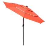 Yescom 10 Ft 3 Tier Patio Umbrella with Solar Powered LED Crank Tilt Button